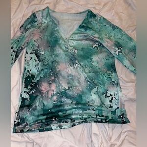Elegant Teal and White Women's Top